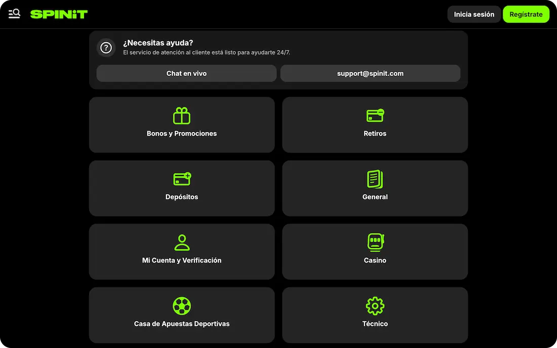 ayuda del casino spinit