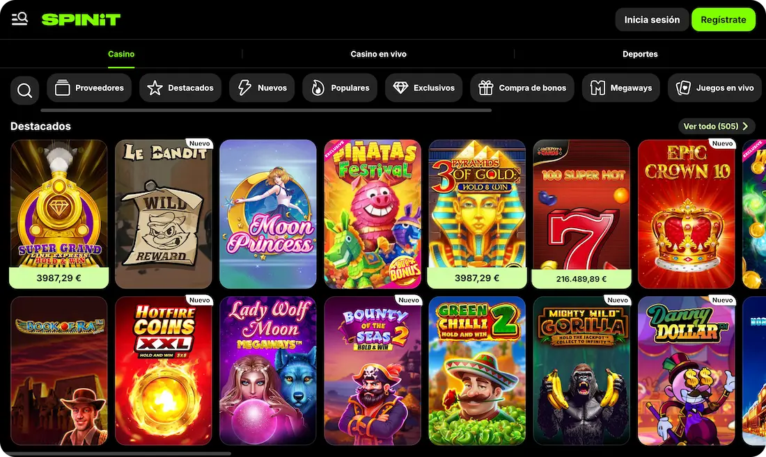 juegos del casino spinit